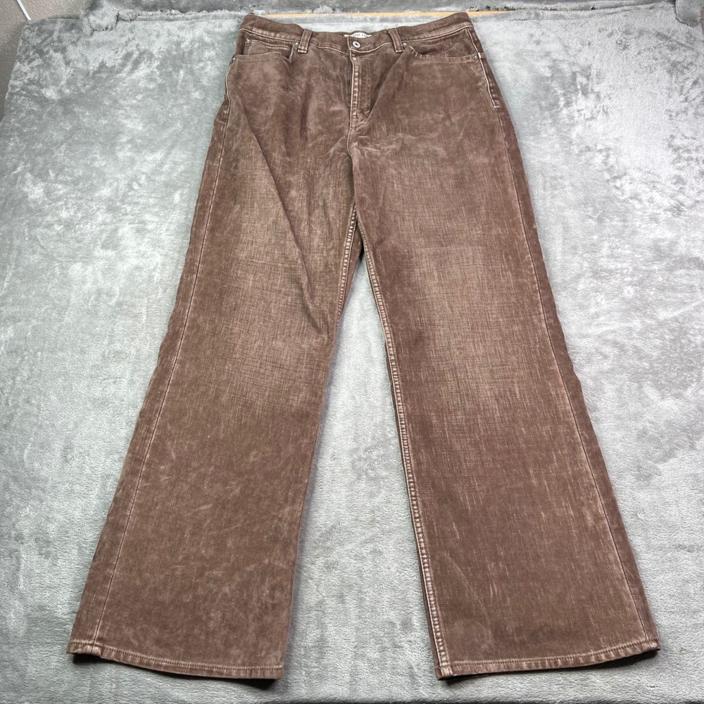 We‎ The Free Tinsley Baggy Jeans Womens 32 Brown Washed High Rise Straight Leg